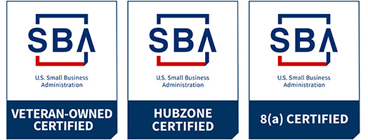 SBA Certifications: Veteran-Owned Certified, HUBZone Certified, 8(a) Certified
